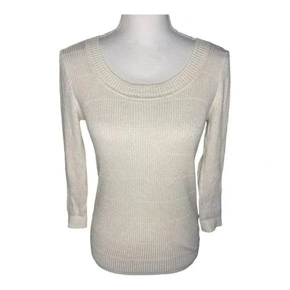 Banana Republic Women’s XS Ivory Long Sleeved Crewneck Pullover Sweater - Picture 1 of 4